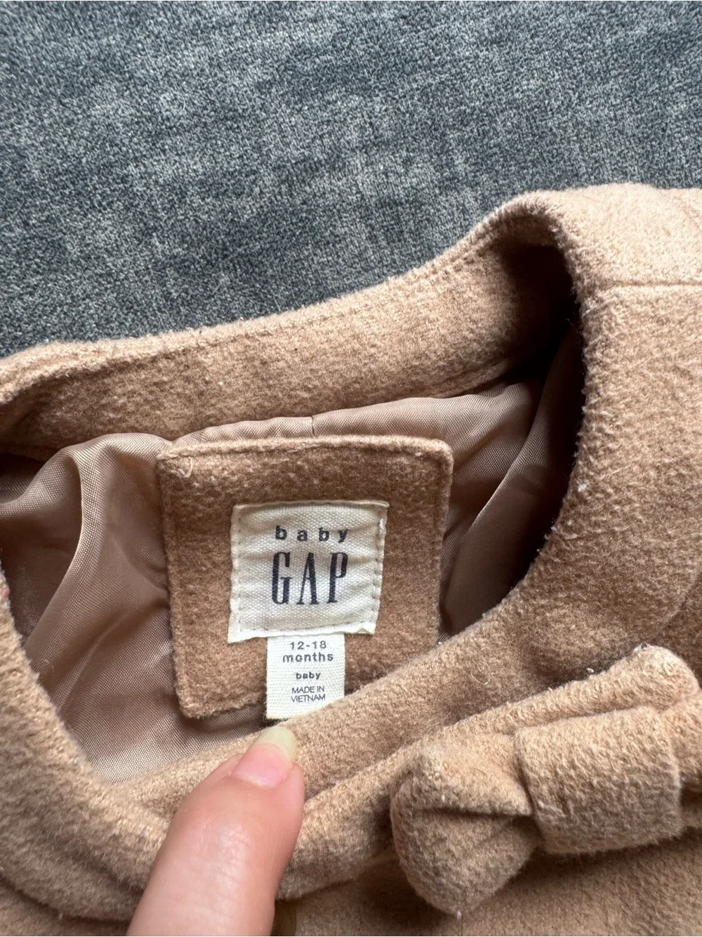 GAP Kids Double-Breasted Pea Coat with Bow in Camel
